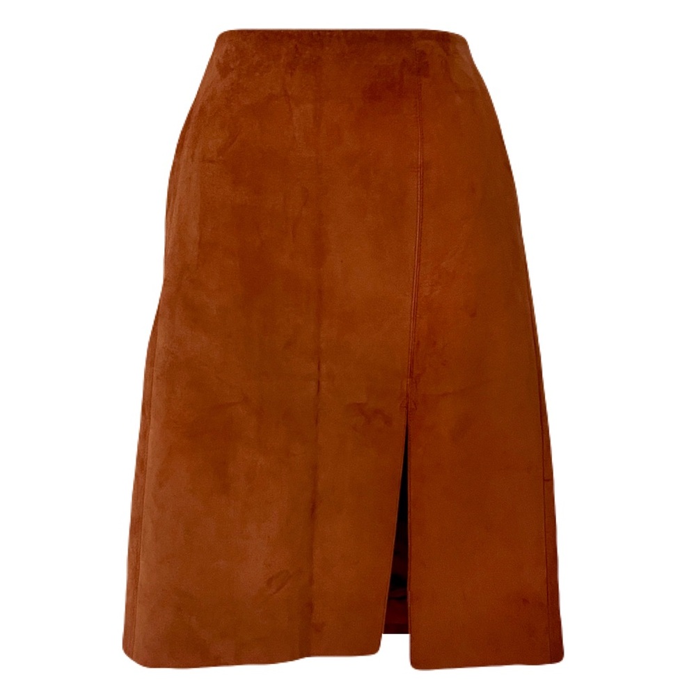 Women's Rust Suede Front-Slit Skirt